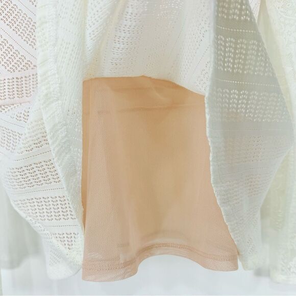 BCBGMaxazria Ivory Lace Long Sleeve Peplum Pullover Shirt - Picture 8 of 16